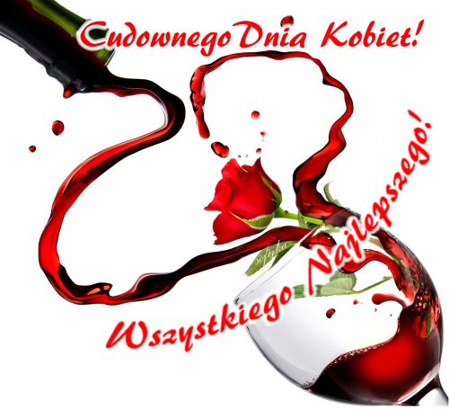 Czerwone wino wszystkiego najlepszego z okazji dnia kobiet